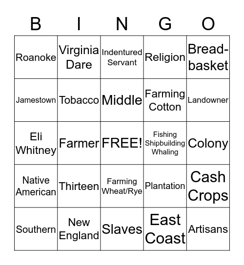 Social Studies Review Bingo Card