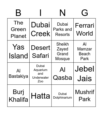 Let us Explore! Bingo Card