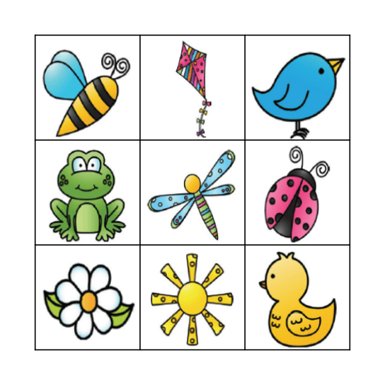 Spring Vocabulary Bingo Card