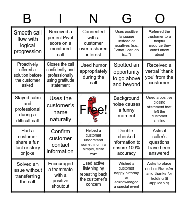 Call Bingo Card