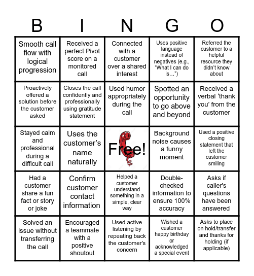 Call Bingo Card