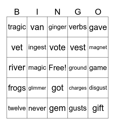 Skills Grade 1 Unit 5 9&14 Bingo Card