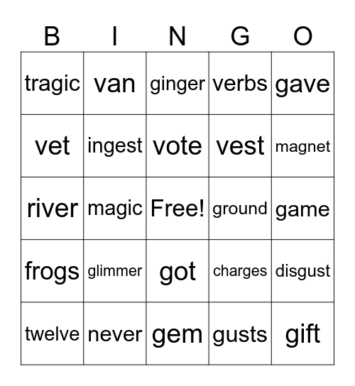 Skills Grade 1 Unit 5 9&14 Bingo Card