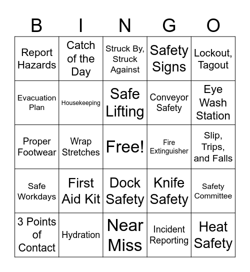 Safety BINGO! Bingo Card
