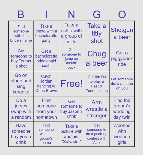 Spring Break 2.0 Nashville EditionV2 Bingo Card