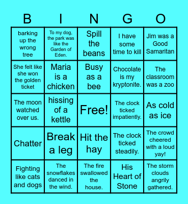 Figurative language Bingo Card