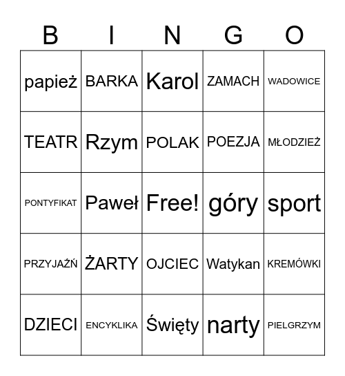 Nasz Patron Bingo Card