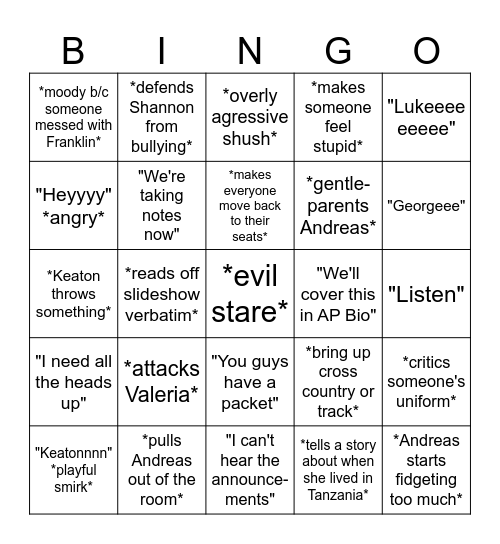Crawford Bingo Card
