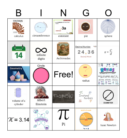 Pi Day Bingo Card