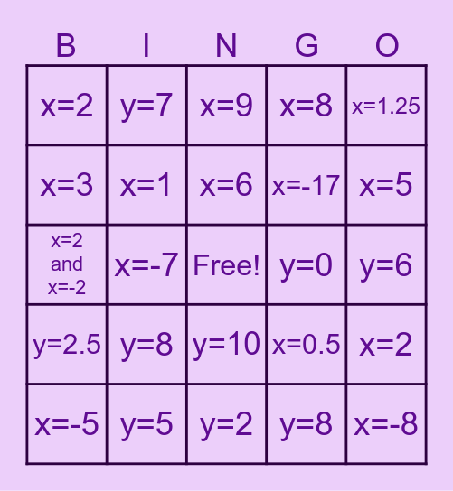 Quarter 3 Final Project Bingo Card