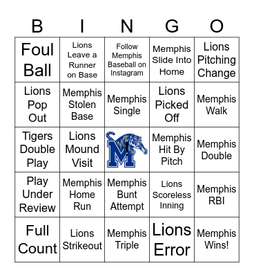 Baseball Bingo - Lindenwood Bingo Card