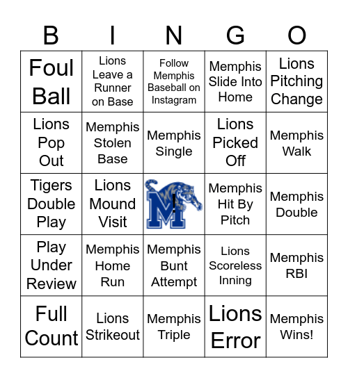 Baseball Bingo - Lindenwood Bingo Card