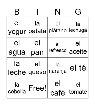 Productos - Bingo Card