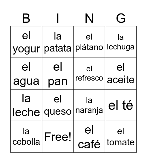 Productos - Bingo Card