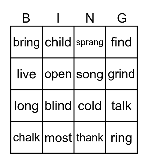Phonogram Review #25 Bingo Card