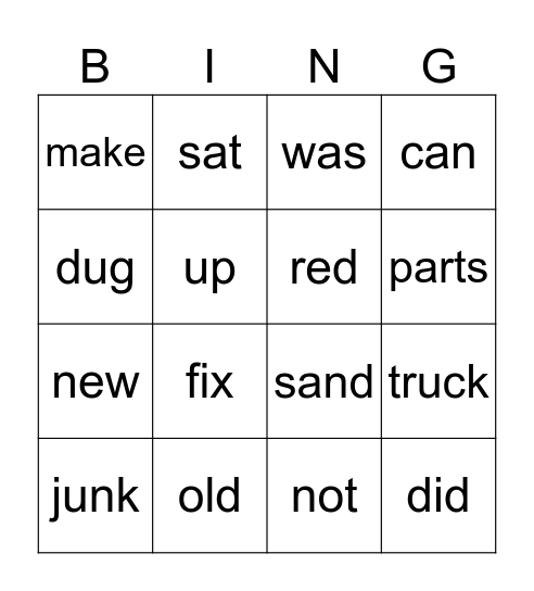 The Old Truck Bingo Card