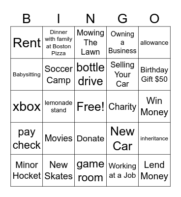 Banking Bingo Card