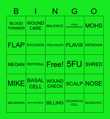 ST PATRICK'S DAY (MOHS) Bingo Card