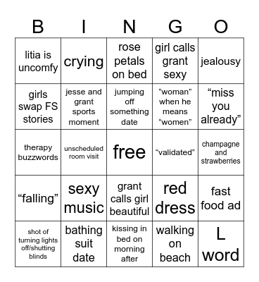 bachelor bingo! FS edition Bingo Card