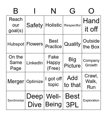 Q2 Company Townhall Bingo Card