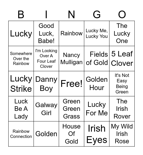 St. Patricks Day BINGO Card