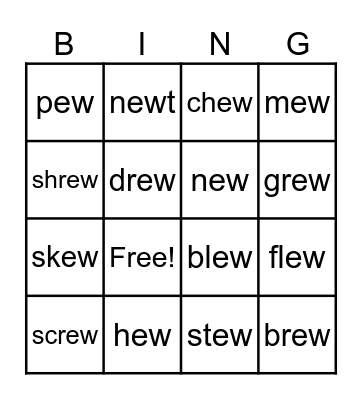 Two sounds of ew Bingo Card