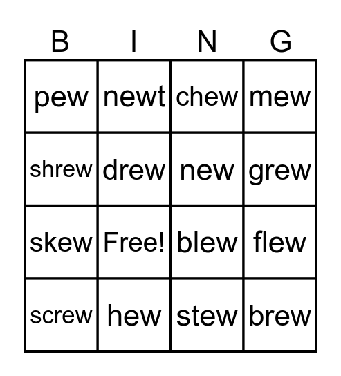 Two sounds of ew Bingo Card