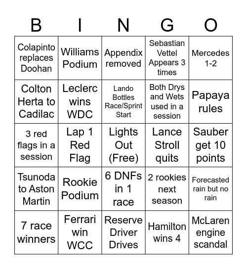 Untitled Bingo Card