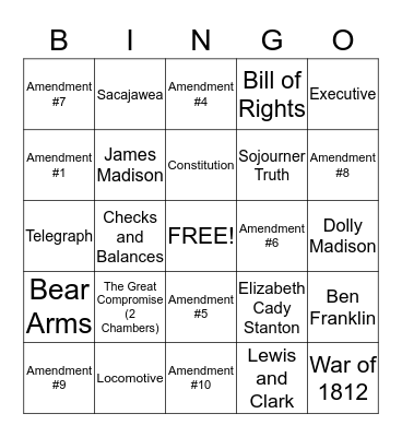 SS Review New Nation/Westward Expansion Bingo Card