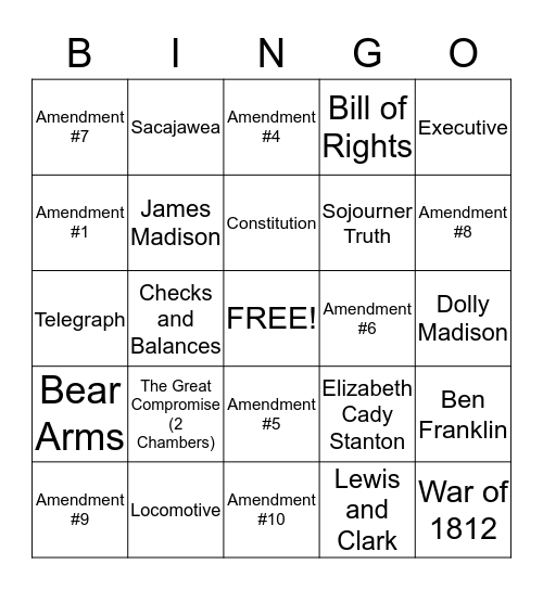SS Review New Nation/Westward Expansion Bingo Card