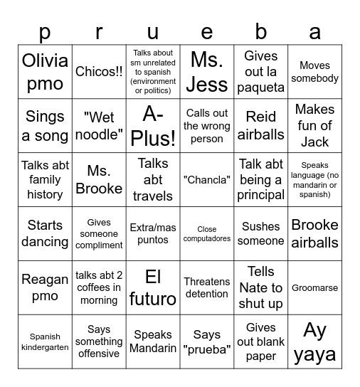 Morales Period 1 Bingo Card