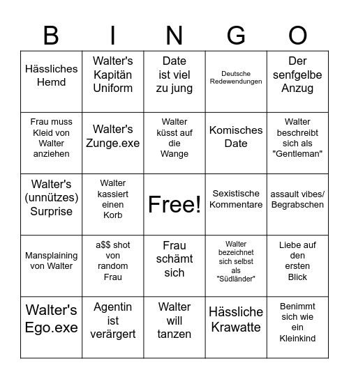 Walter Stream Bingo 1 Bingo Card