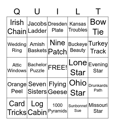 QUILTERS BINGO Card