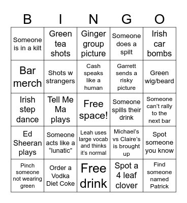 St. Pattys Bingo Card