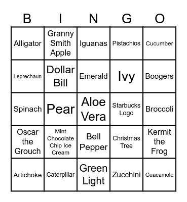 Green Bingo Card