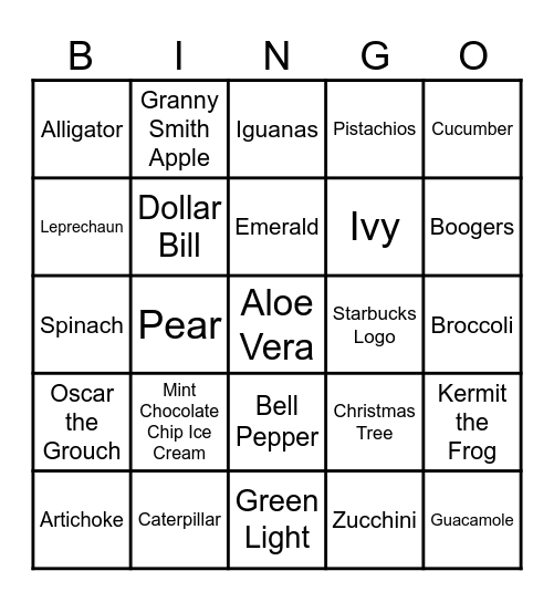 Green Bingo Card