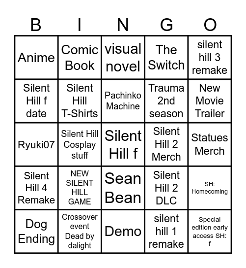 Silent Hill f TRANSMISSION Bingo Card