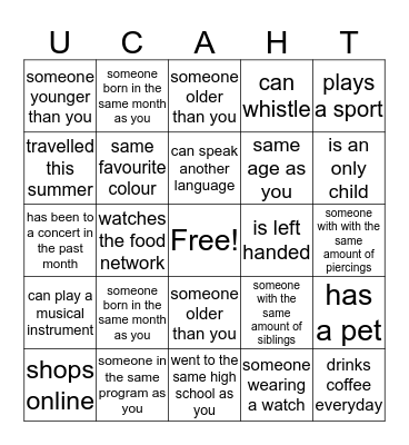 Get to Know You (UCAHT) Bingo Card