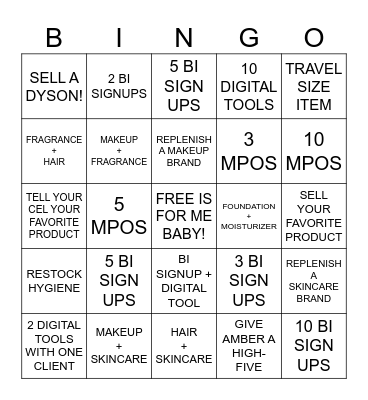 BEAUTY INSIDER BINGO Card
