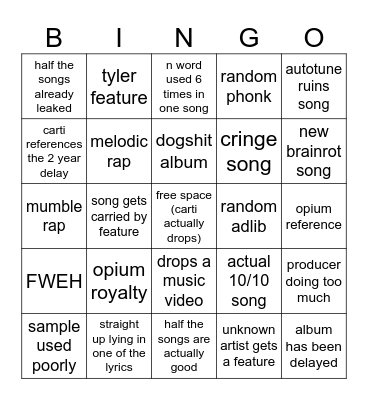 FWEH FWEH FWEH Bingo Card