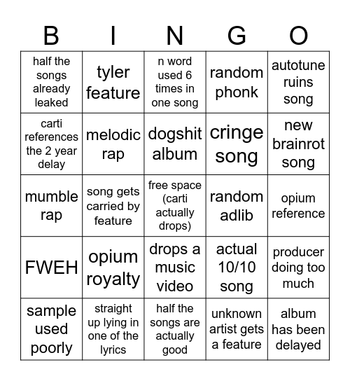FWEH FWEH FWEH Bingo Card