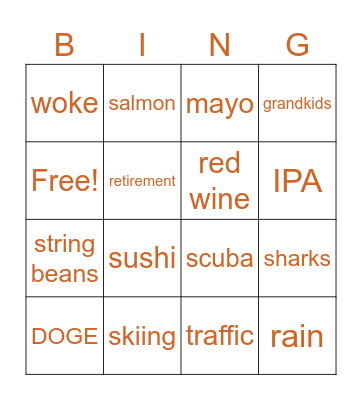 PARENT NIGHT BINGO Card