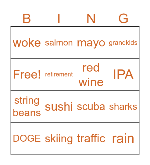 PARENT NIGHT BINGO Card
