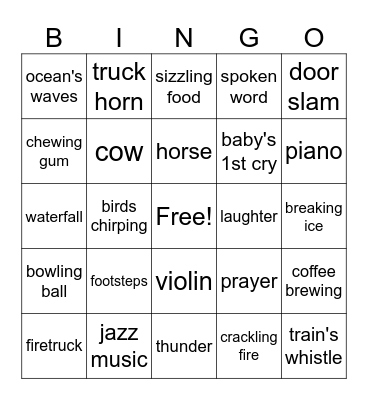 Sounds We Love (Sometimes) Bingo Card