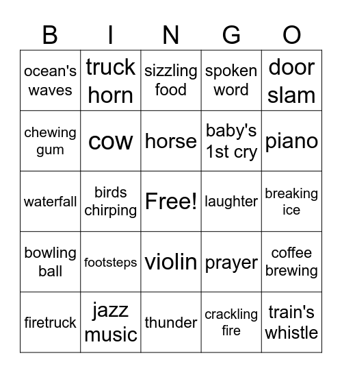 Sounds We Love (Sometimes) Bingo Card