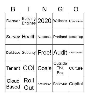 All Hands BINGO Card