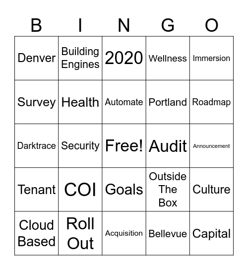 All Hands BINGO Card