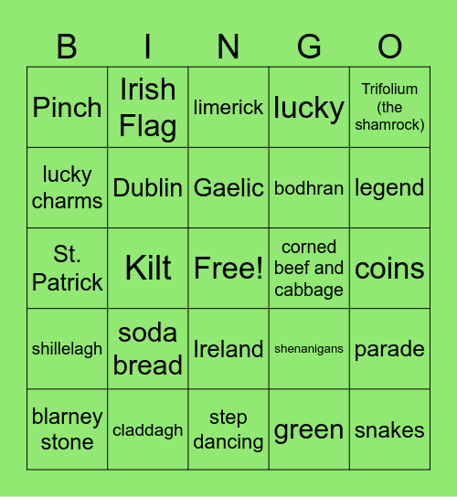 ORM St. Patrick's Day BINGO Card