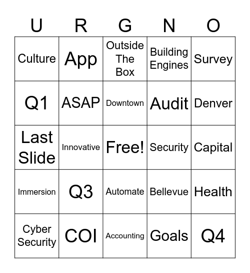 All Hands BINGO Card