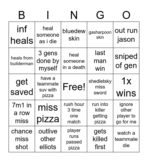 Ellot bingo Card